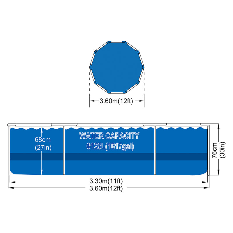 Piscina Cadru Metalic 366 Filtru H 76