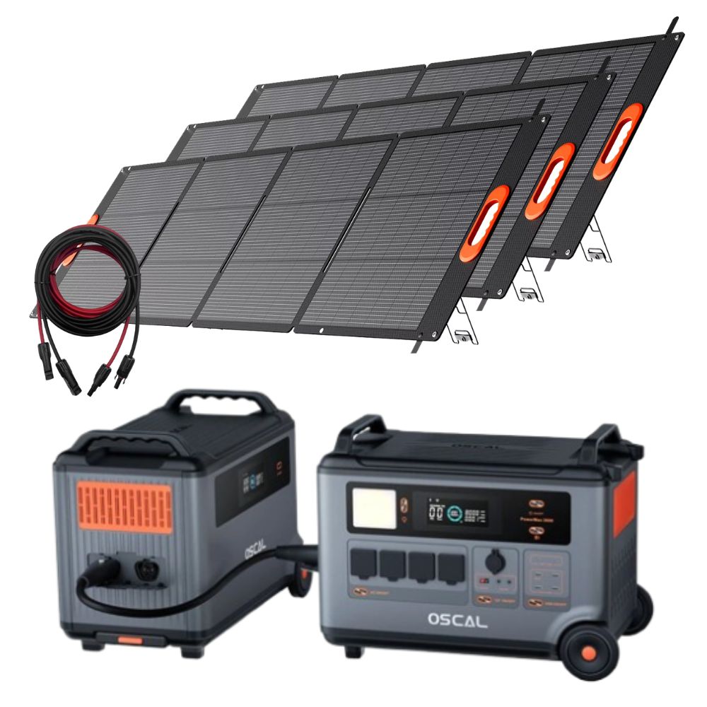 Oscal PowerMax 6000 Solar Generator Kit 7200Wh 6000W + Expansion Battery + 3×200W Solar Panels