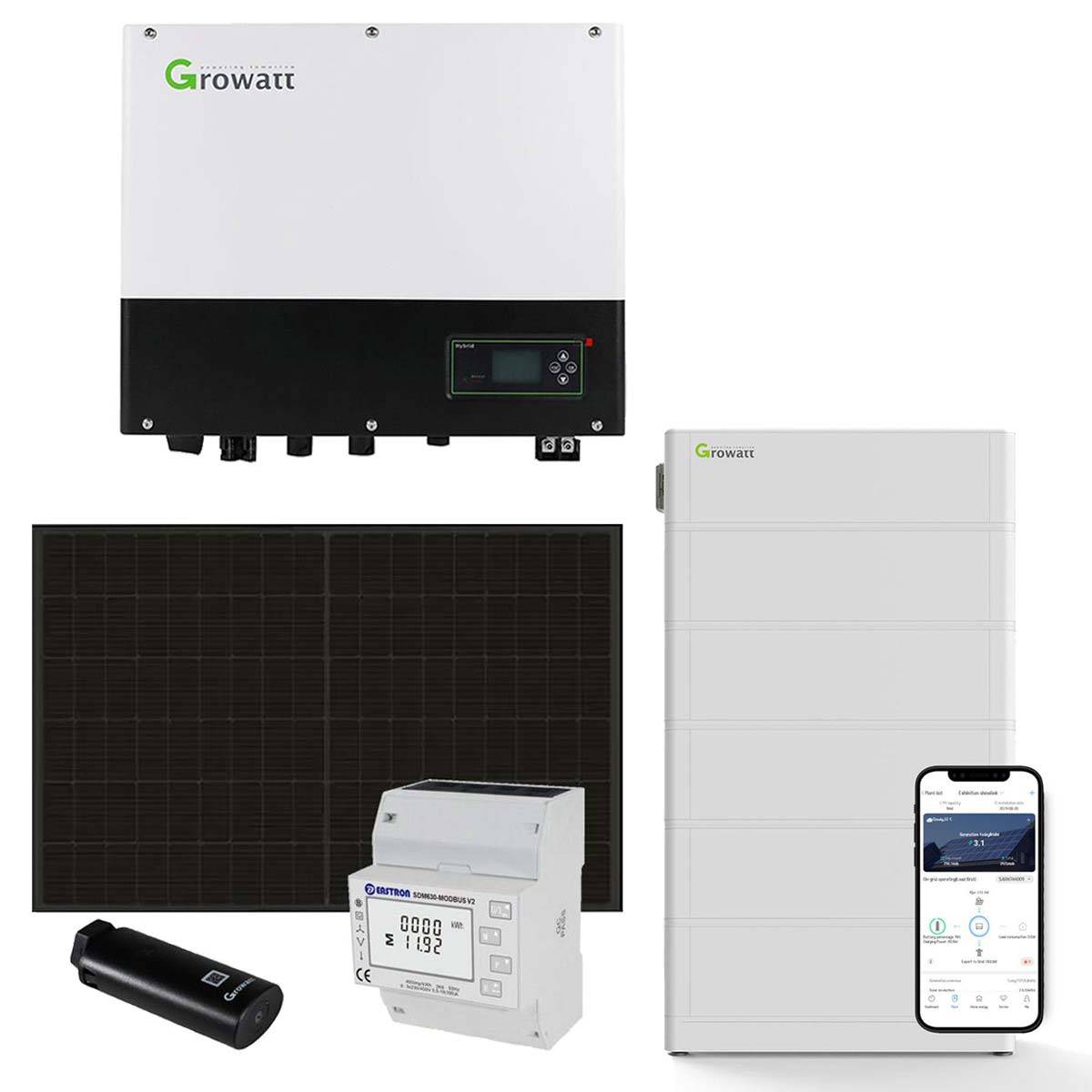 Growatt 10 kWp Complete PV System with Glass-Glass Solar Panels and 12.8 kWh Battery Storage