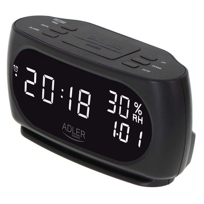 Ceas cu alarma cu Afisare Temperatura si Umiditate Adler AD 1186 cu baterie reincarcabila
