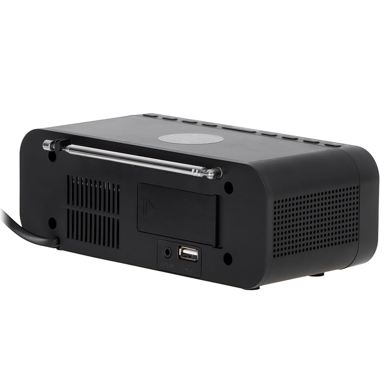 Radio cu ceas negru Adler AD 1192 cu Bluetooth, radio FM, alarma si incarcare wireless