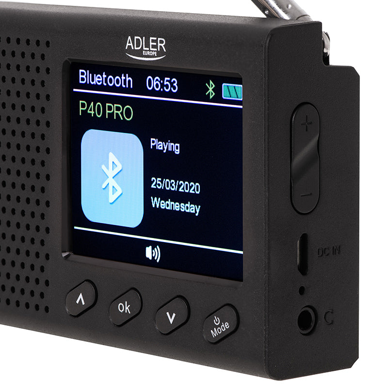 Radio portabil cu ceas Adler AD 1198 cu Bluetooth, radio FM, alarma si afisaj LCD
