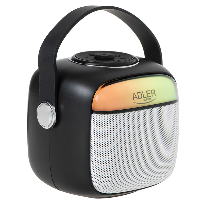 Difuzor Karaoke cu Microfon Negru Adler AD 1199 cu Bluetooth, baterie reincarcabila, AUX si USB