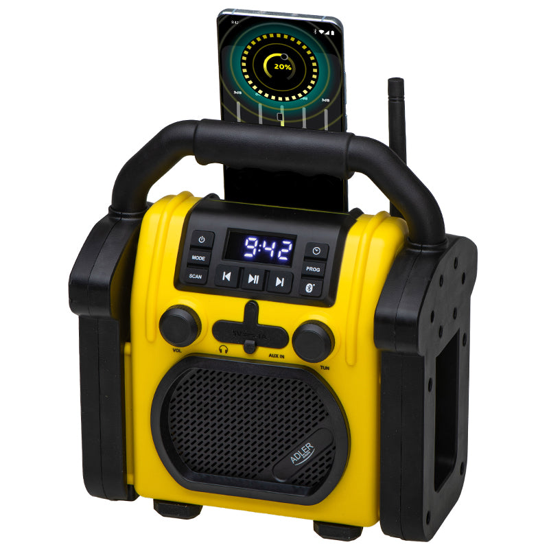 Radio portabil IPX54 Adler AD 1911 cu Bluetooth, radio FM, baterie reincarcabila si AUX
