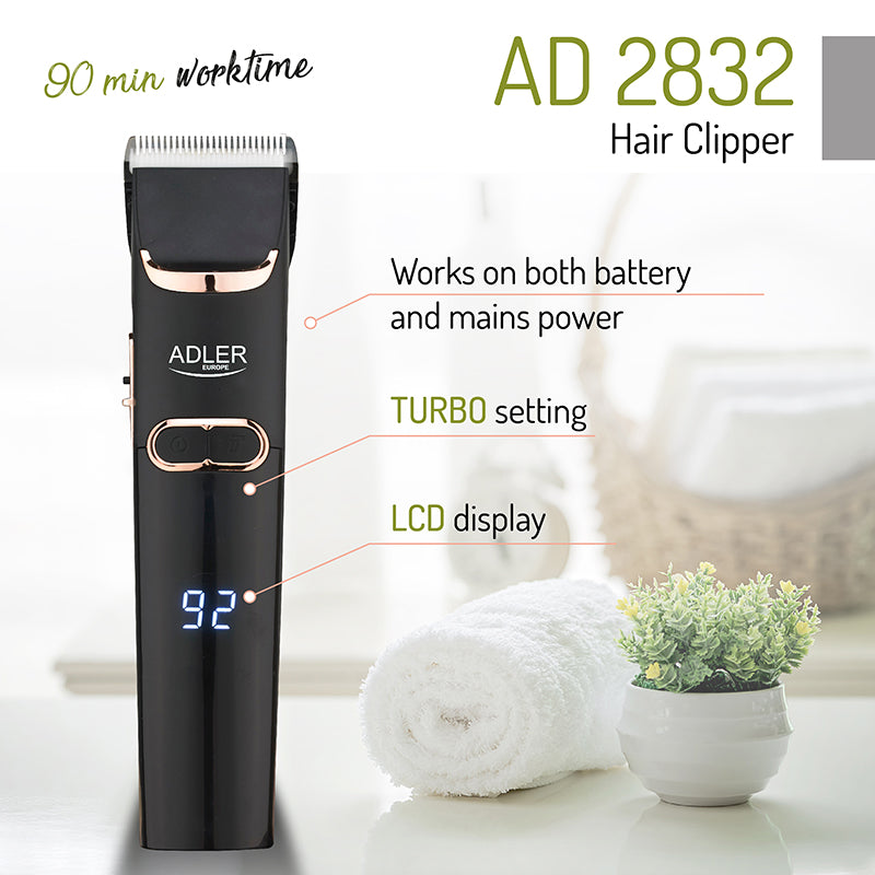 Aparat de Tuns cu Lama Ceramica Adler AD 2832 cu baterie reincarcabila