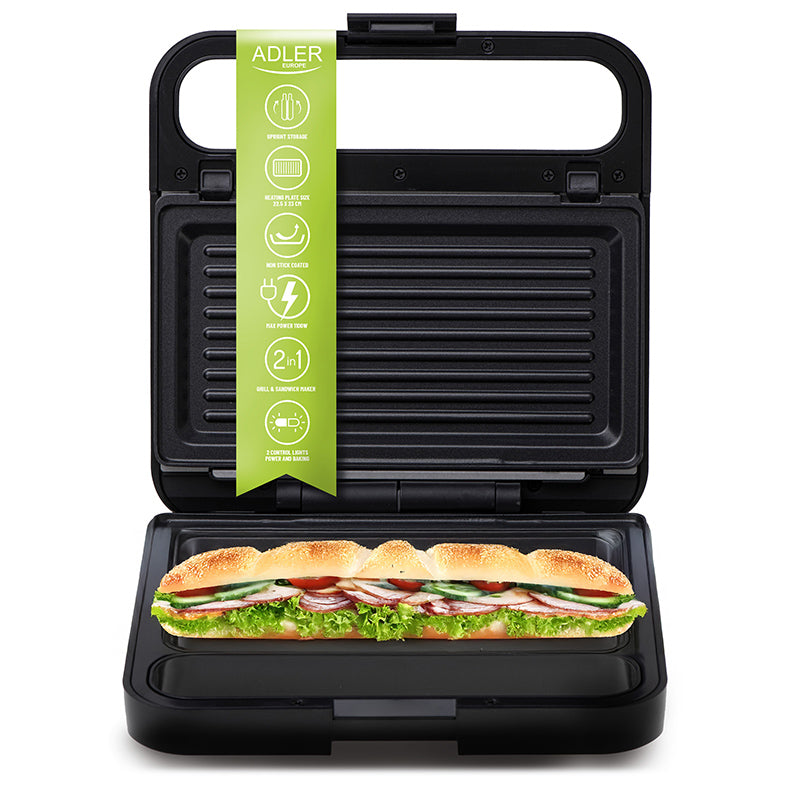 Sandwich Maker 2 in 1 Negru Adler AD 3070
