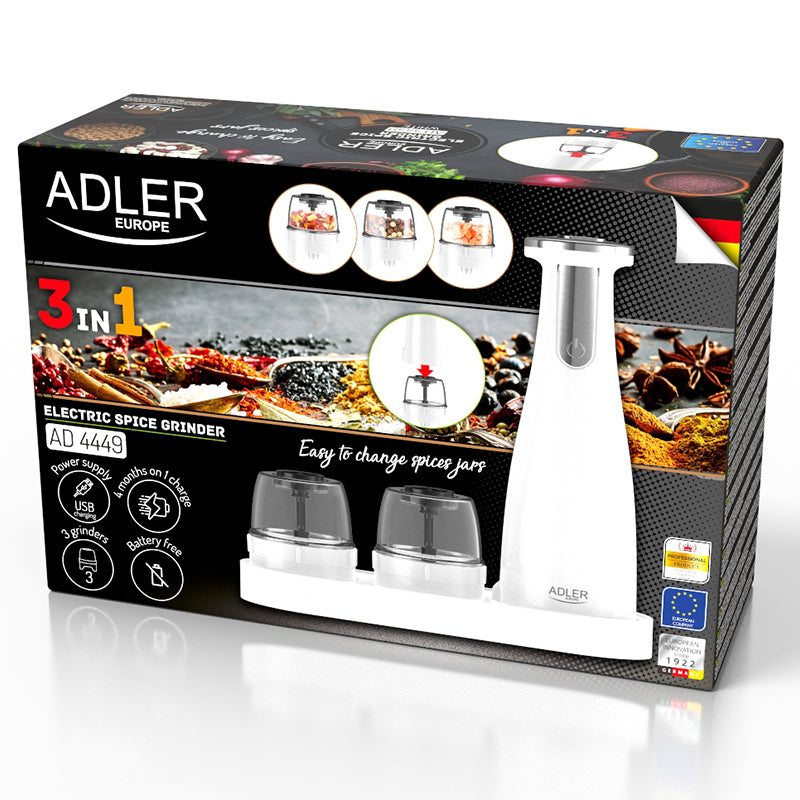 Set 3 Rasnite Condimente Alb Adler AD 4449W cu USB