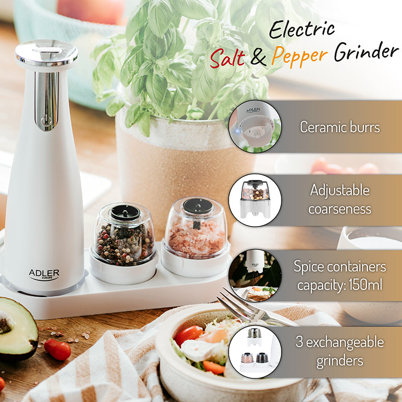 Set 3 Rasnite Condimente Alb Adler AD 4449W cu USB