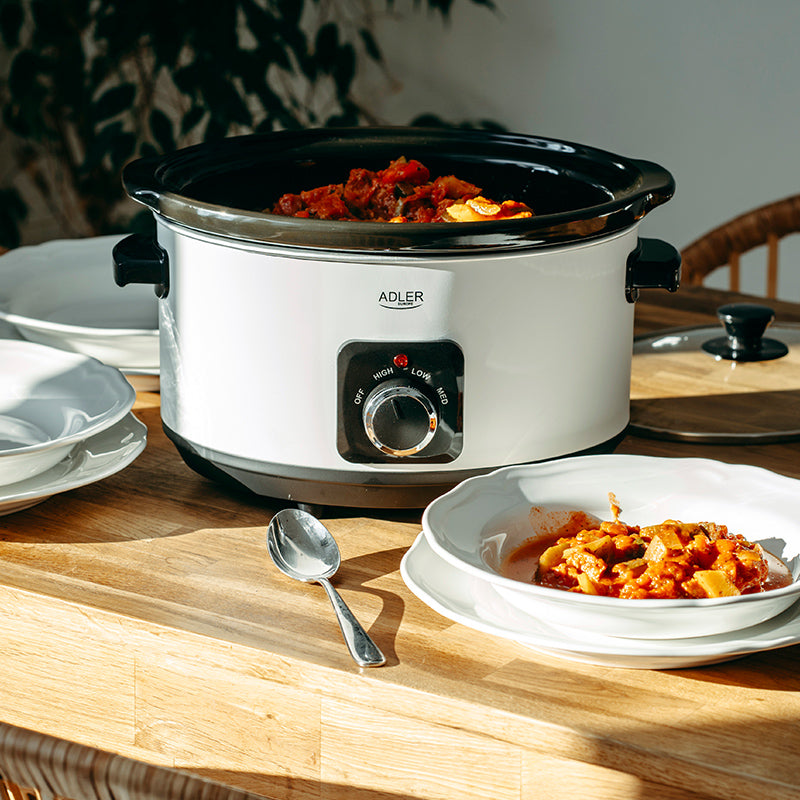 Slow Cooker 5.8l Alb Adler AD 6413 cu DAB+