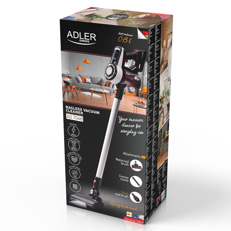 Aspirator Vertical fara Sac Adler AD 7048 cu afisaj LED si baterie 2000 mAh