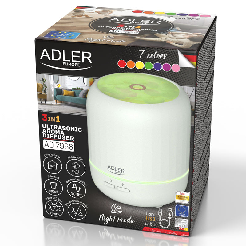 Difuzor Arome Ultrasonic 3 in 1 Adler AD 7968 cu USB
