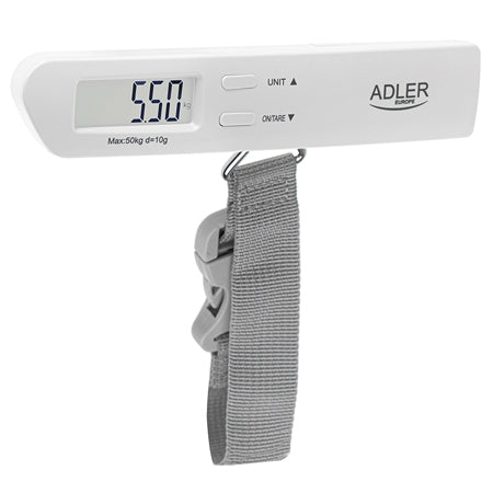 Cantar Bagaj 8191 Alb Adler Max 50KG cu afisaj LCD si baterie reincarcabila