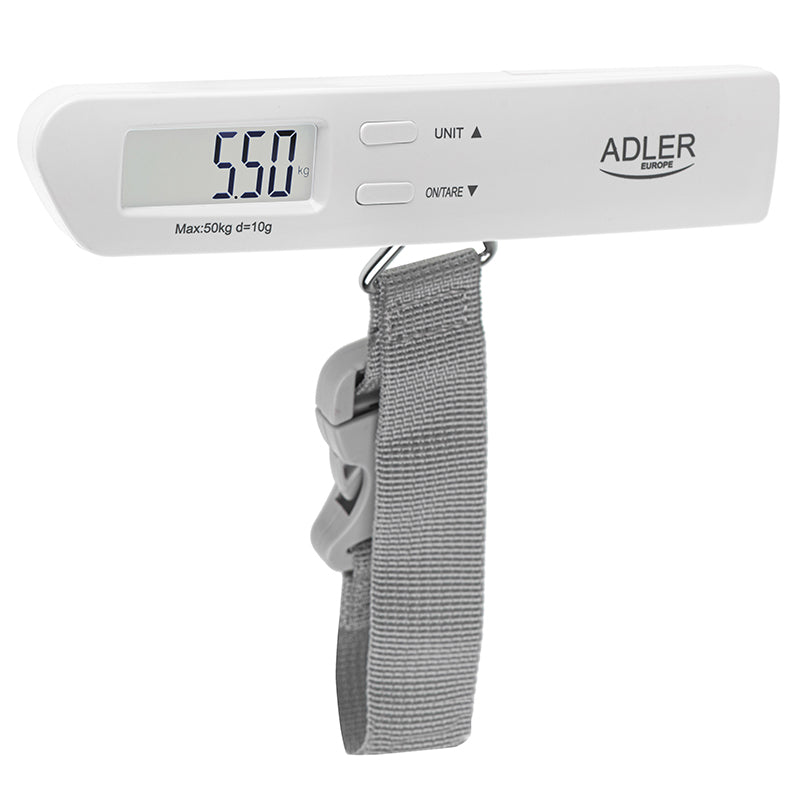 Cantar Bagaj 8191 Alb Adler Max 50KG cu afisaj LCD si baterie reincarcabila