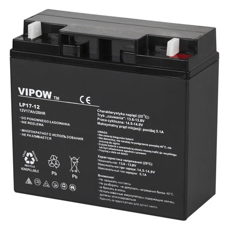 Acumulator Stationar Agm 17ah Vipow Vrla 12V cu baterie reincarcabila