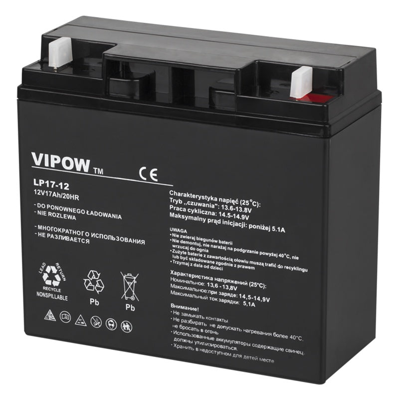 Acumulator Stationar Agm 17ah Vipow Vrla 12V cu baterie reincarcabila