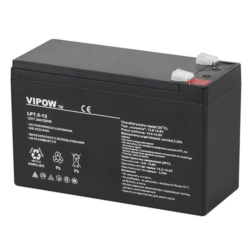 Acumulator Stationar Agm 7.5ah Vipow Vrla 12V cu baterie reincarcabila