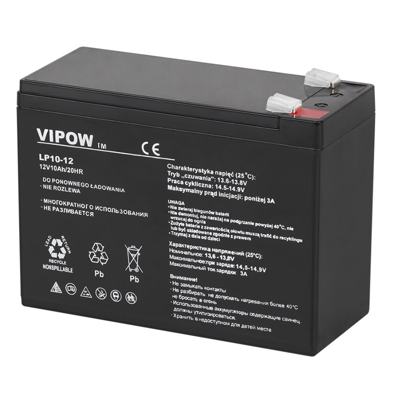 Acumulator Stationar Agm 10ah Vipow Vrla 12V cu baterie reincarcabila