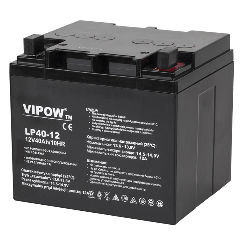 Acumulator Stationar Agm 40ah Vipow Vrla 12V cu baterie reincarcabila