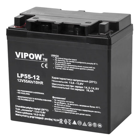 Acumulator Stationar Agm 55ah Vipow Vrla 12V cu baterie reincarcabila
