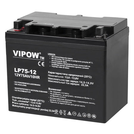 Acumulator Stationar Agm 75ah Vipow Vrla 12V cu baterie reincarcabila
