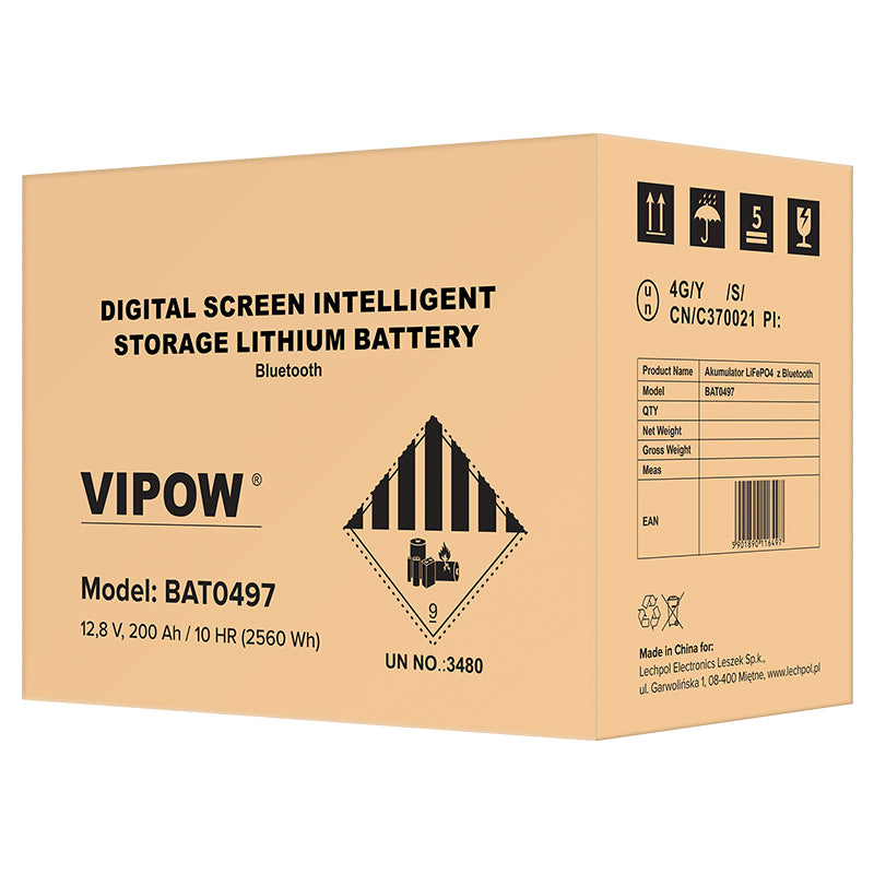 Acumulator Lifepo4 200ah Vipow Bat 0497 cu Bluetooth, alarma si baterie reincarcabila