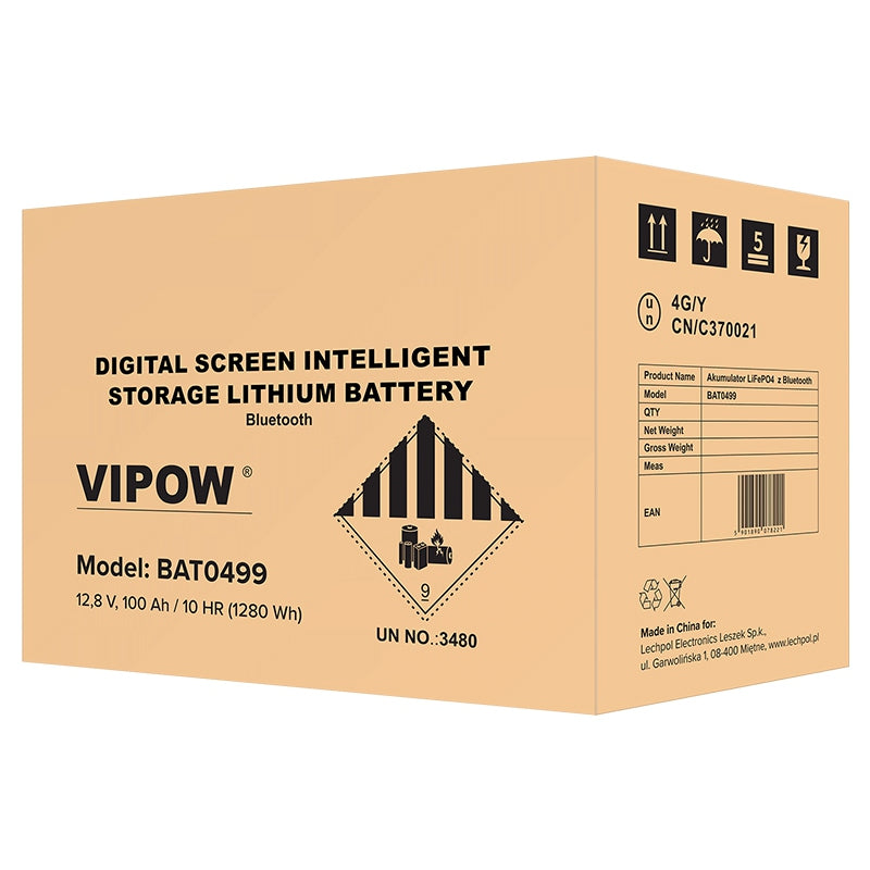 Acumulator Lifepo4 100ah Vipow Bat 0499 cu Bluetooth si baterie reincarcabila