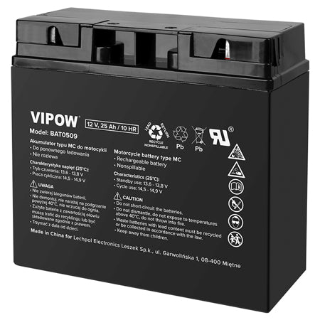 Acumulator Vehicule Electrice 25ah 10hr Vipow Bat 0509 cu baterie reincarcabila