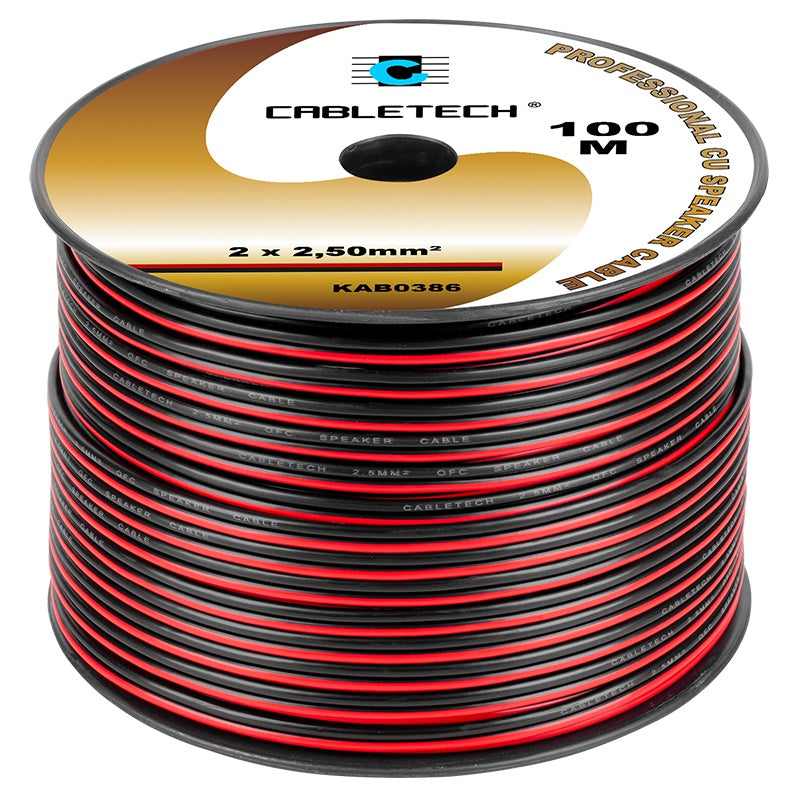 Cablu Difuzor Cupru 2x2.50mm Rosu Negru 100m Kab 0386