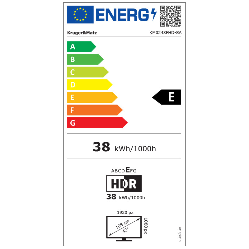 Google Smart Inch H265 Hevc & Kruger TV 43 cu Internet WiFi, USB, Telecomanda si Sunet Stereo