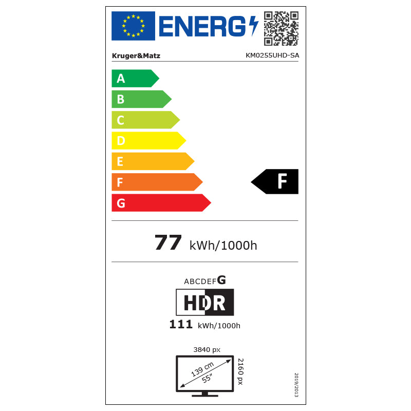 Google Smart Inch Ultrahd 4K & Kruger TV 55 cu Internet WiFi, USB, Telecomanda si Sunet Stereo