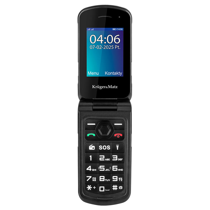 Telefon Rugged Iron 5 Flip & Kruger Km 0466 cu Bluetooth, radio FM, baterie 1200 mAh si USB