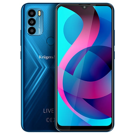 Smartphone Live 9 Albastru & Kruger Km 0497-bl cu Bluetooth, radio FM, Internet WiFi si baterie 5000 mAh