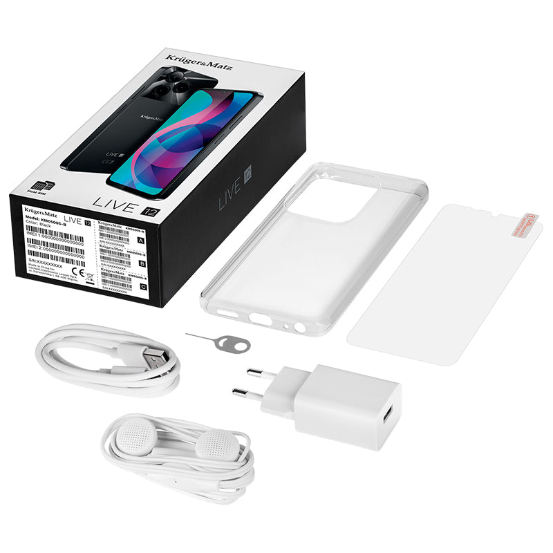 Smartphone Negru & Kruger Live 12 cu Bluetooth, radio FM, Internet WiFi si baterie 5000 mAh