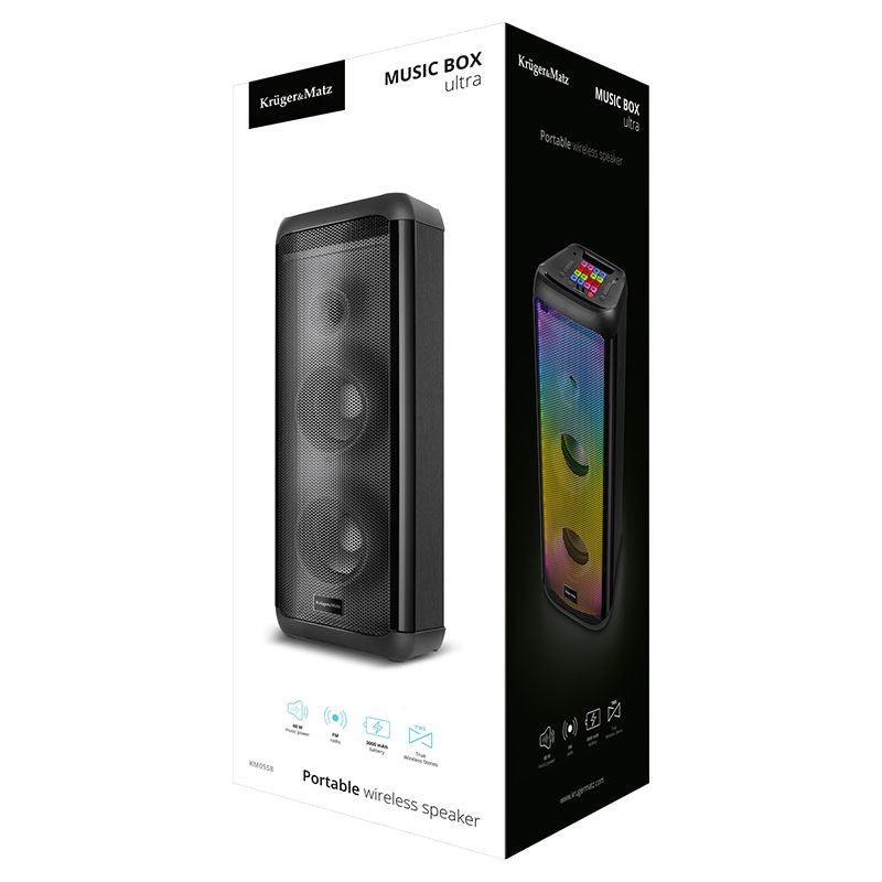 Boxa Portabila Music Box Ultra & Kruger Km 0558 cu Bluetooth, radio FM, baterie 3000 mAh si AUX