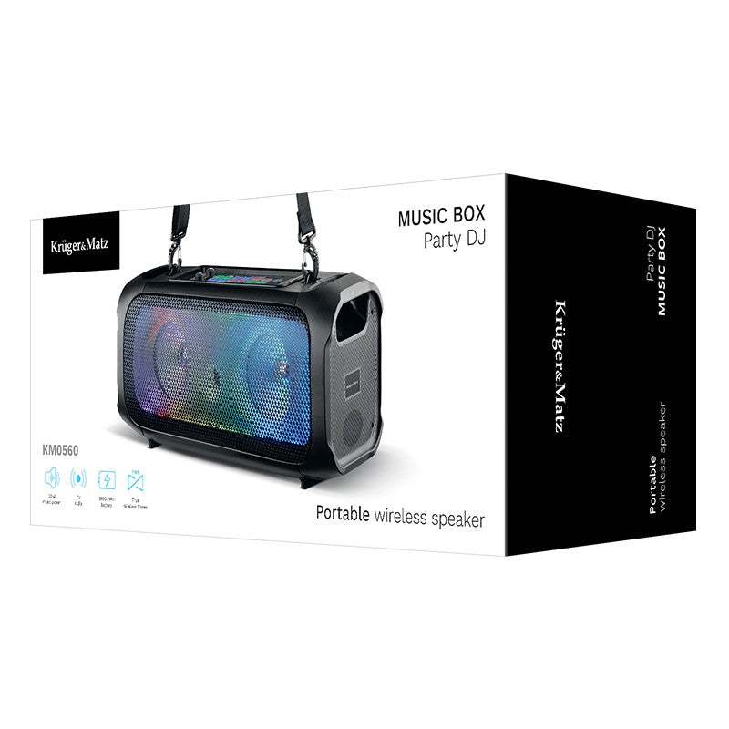 Boxa Portabila Music Box Party Dj & Kruger Km 0560 cu Bluetooth, radio FM, baterie 3600 mAh si AUX