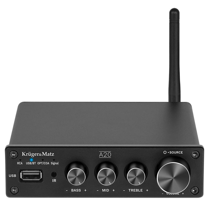 Amplificator Audio Stereo 2x100w & Kruger a 20 cu Bluetooth, USB, Telecomanda si Sunet Stereo