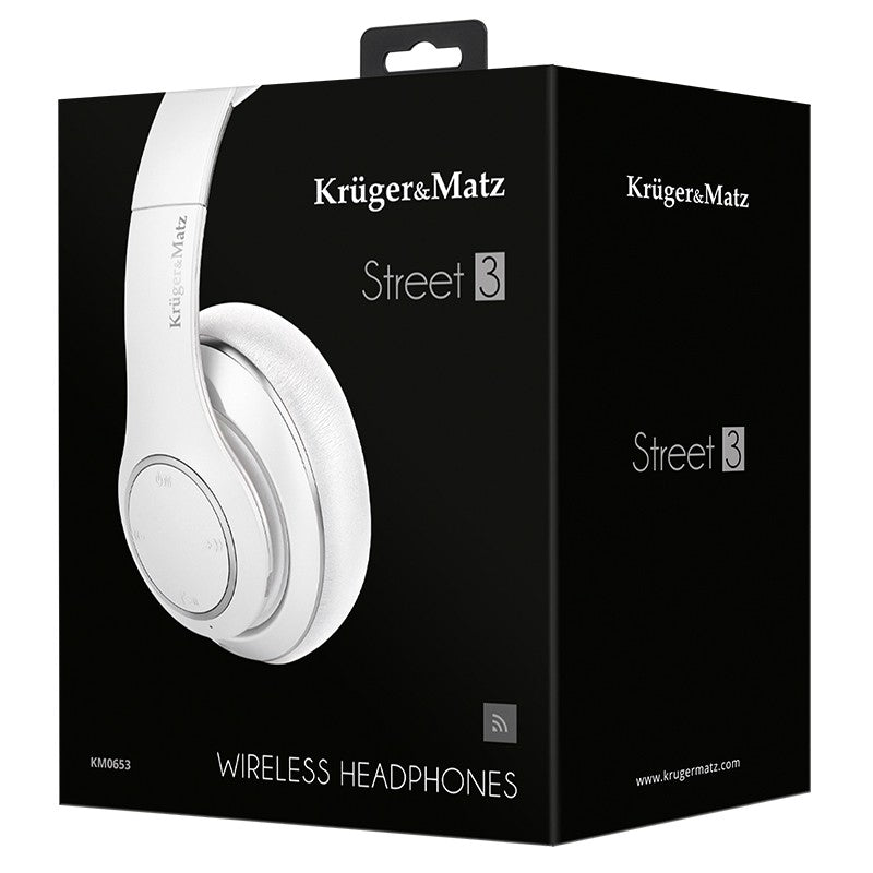 Casti Audio Street 3 Albe & Kruger Km 0653 cu Bluetooth, baterie 400 mAh, AUX si USB
