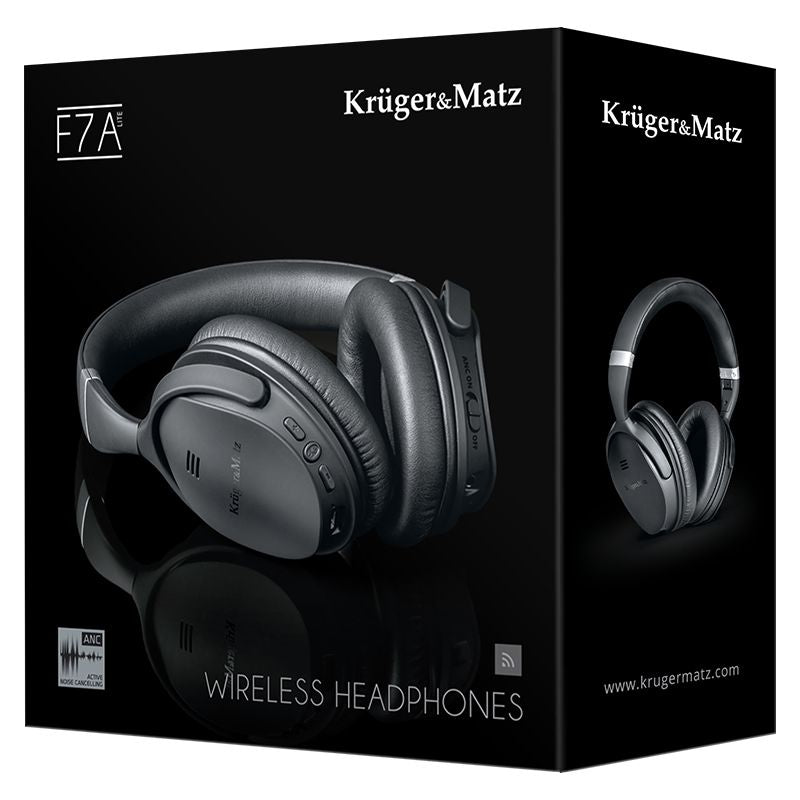 Casti Audio Anc F7a Lite & Kruger Km 0655l cu Bluetooth, baterie 300 mAh, AUX si USB