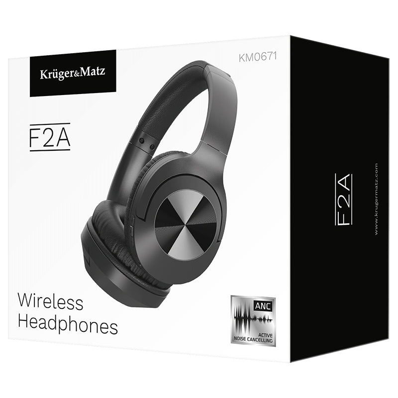 Casti Audio Anc F2a & Kruger Km 0671 cu Bluetooth, baterie 500 mAh, AUX si USB