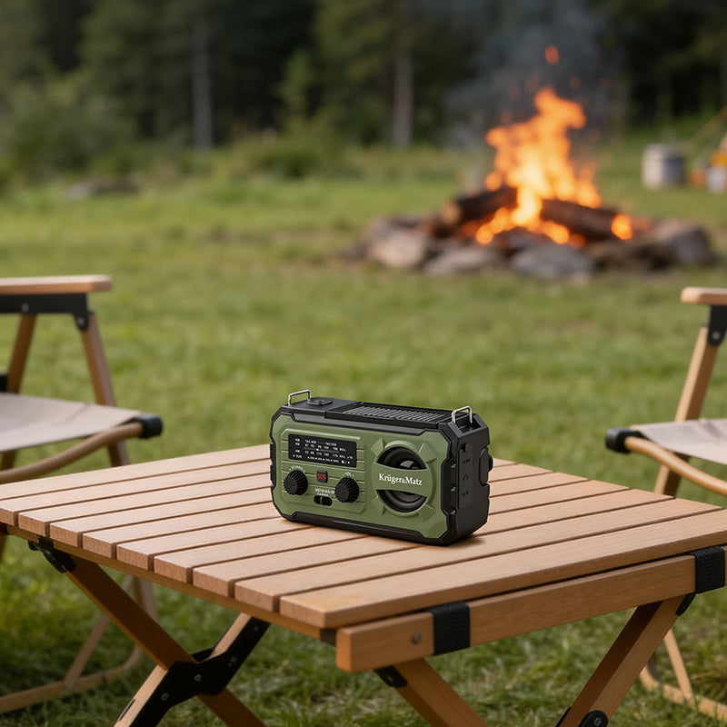 Radio Multifunctional Solar Kruger&Matz, Powerbank 10000 mAh, Lanterna, Lampa de Lucru, SOS, AM/FM/WB