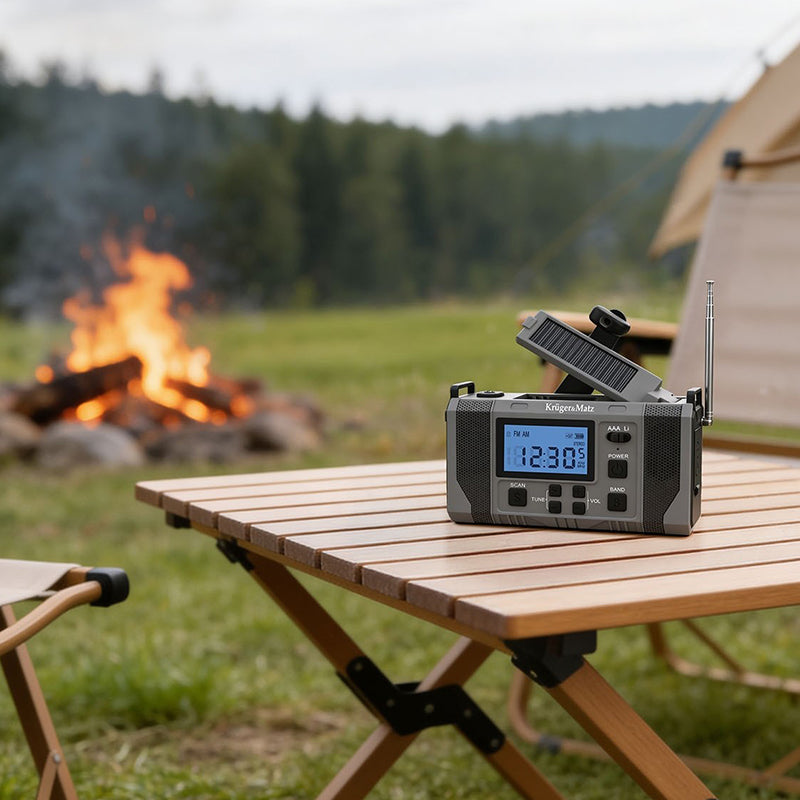 Radio Multifunctional Solar Kruger&Matz, Powerbank 10000 mAh, Ecran LCD, SCAN, Lanterna, SOS, AM/FM/WB