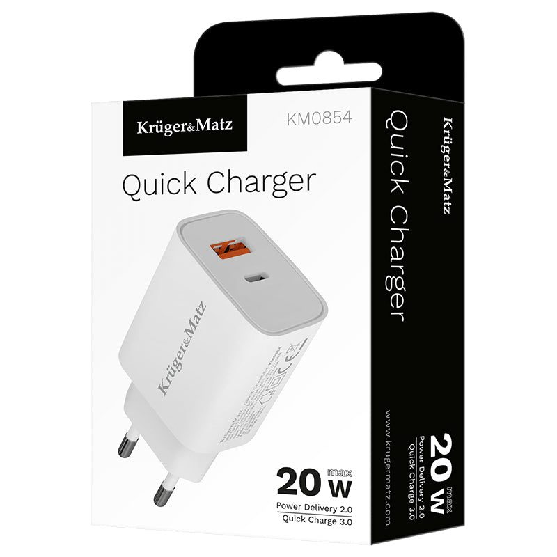 Incarcator Retea Gan Pd 2.0 Qc 3.0 Kruger Km 0854 cu USB