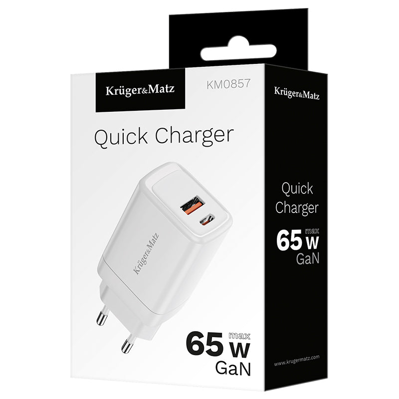 Incarcator Retea Pd Qc & Kruger Gan 65W cu USB