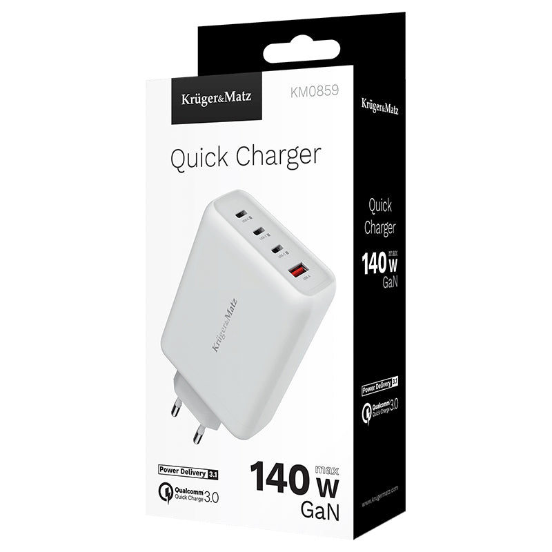 Incarcator Retea Pd 3.1 Qc 3.0 & Kruger Gan 140W cu USB