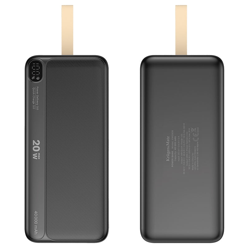 Power Li-ion Qc Pd & Kruger Bank 40000mAh cu afisaj LCD, baterie 40000 mAh si USB