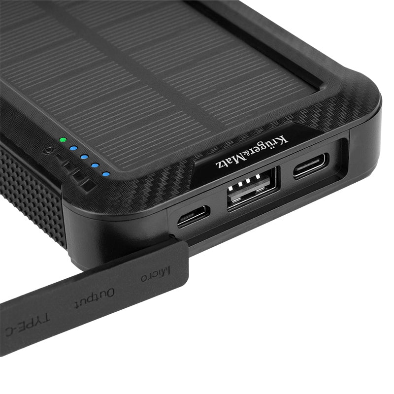 Power Bank Solar 10000 mAh Li-pol & Kruger Km 0910 cu incarcare wireless, baterie 10000 mAh si USB
