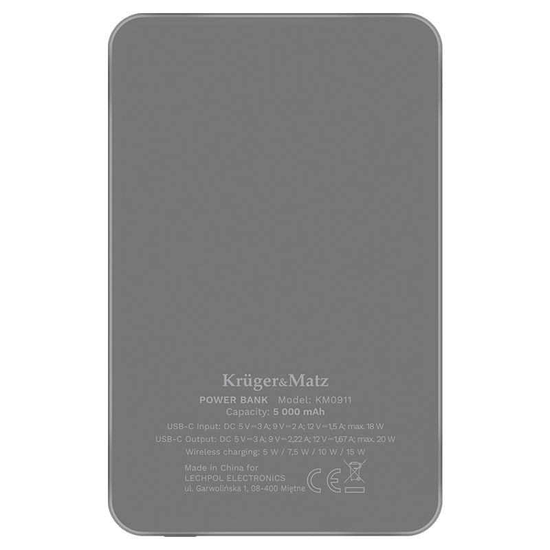 Power mAh Mag Safe & Kruger Bank 5000 cu incarcare wireless, baterie 5000 mAh si USB