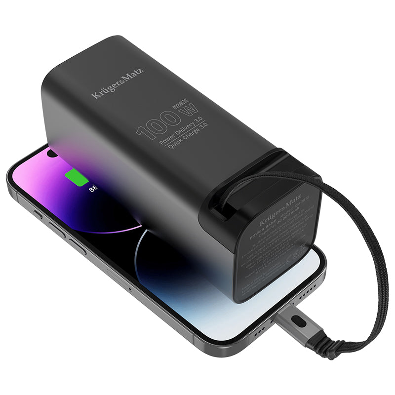 Power mAh Li-ion Qc Pd & Kruger Bank 20000 cu afisaj LCD, baterie 20000 mAh si USB