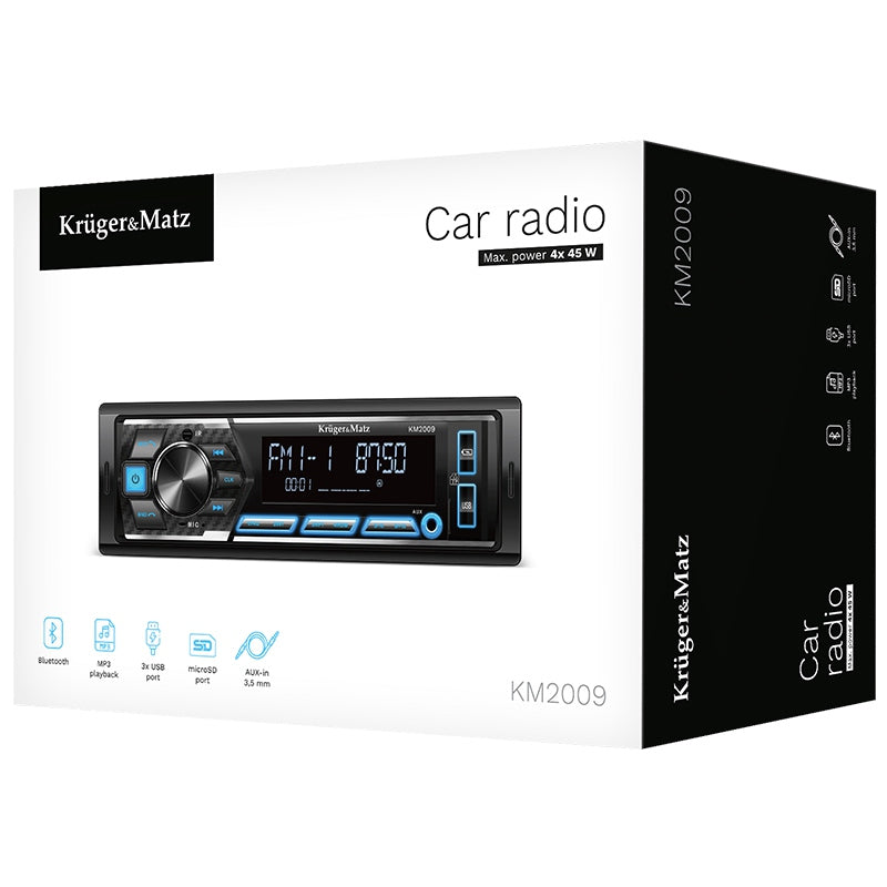 Player Auto 1 din 4x45w & Kruger Km 2009 cu Bluetooth, radio FM, AUX si USB