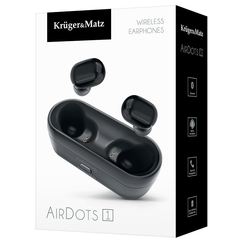 Casti Tws Air Dots 1 & Kruger cu Bluetooth, baterie 300 mAh si USB